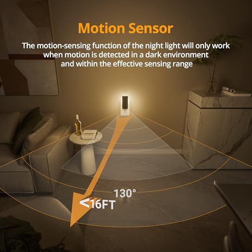 Plug in LED Rotatable Night Light with Motion Sensor (2 Count)