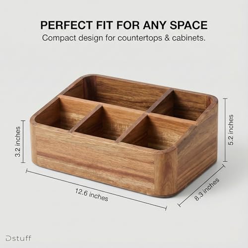 Acacia Wood Coffee Station Organizer for Countertop