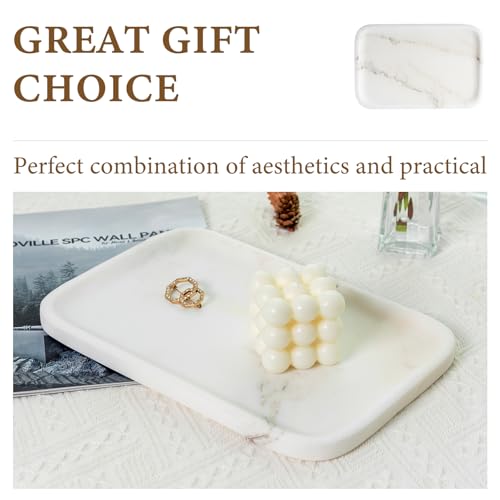 Marble Tray 12"x8" Marble Vanity Tray for Countertop Bathroom Kitchen Dresser