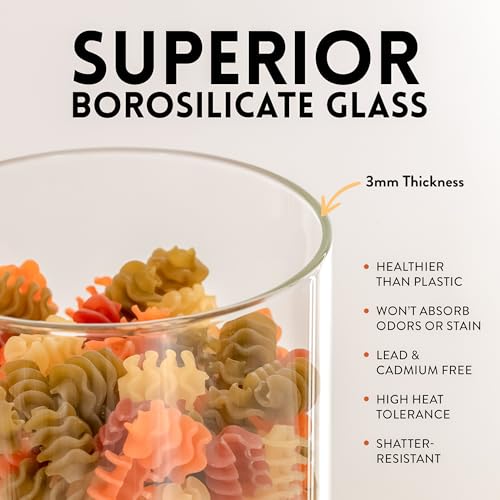 Glass Kitchen Storage Containers with Airtight Silicone Lids (5 Count)