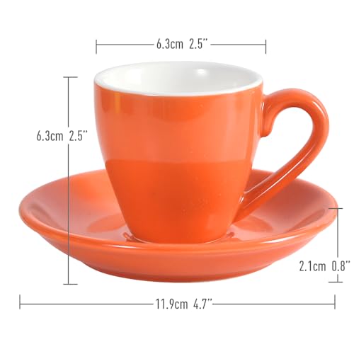 Porcelain Espresso Cup with Saucer And Stainless Steel mini Spoons (7 Count)