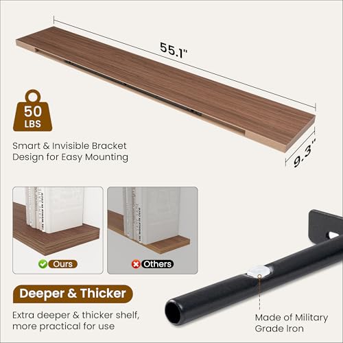 55 Inch Fireplace Mantel Shelf (2 Count)