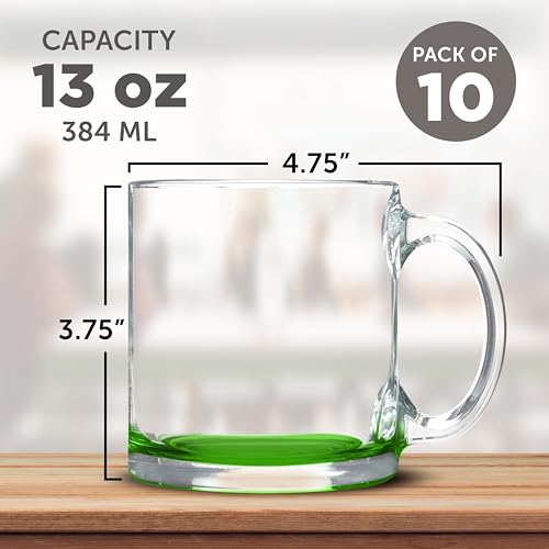 Clear Glass Coffee Mugs 13 oz. Set of 10 (10 Count)