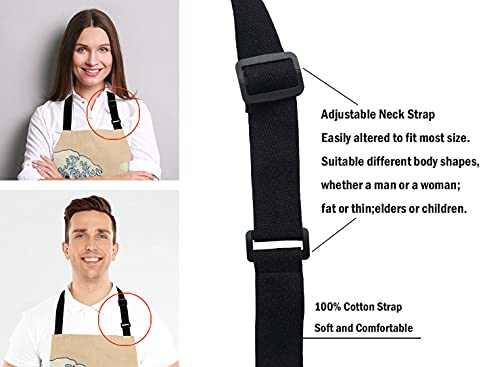 Hokusai The Great Wave Bib Apron with Adjustable Neck for Men Women