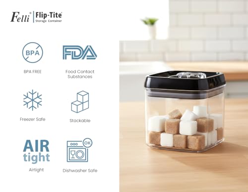 Flip Tite Food Storage Container 5" LARGE Size Airtight Lid Lock Top (3 Count)