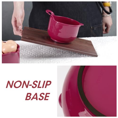 4 Pack Nesting Mixing Bowl Set with Pour Spout and Handle