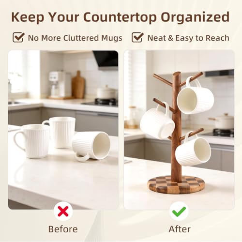 Natural Wood Mug Holder for Counter Top