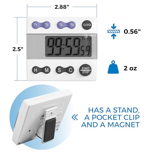 Portable Digital Kitchen Timer 810015 for Cooking and Baking with Loud Alarm