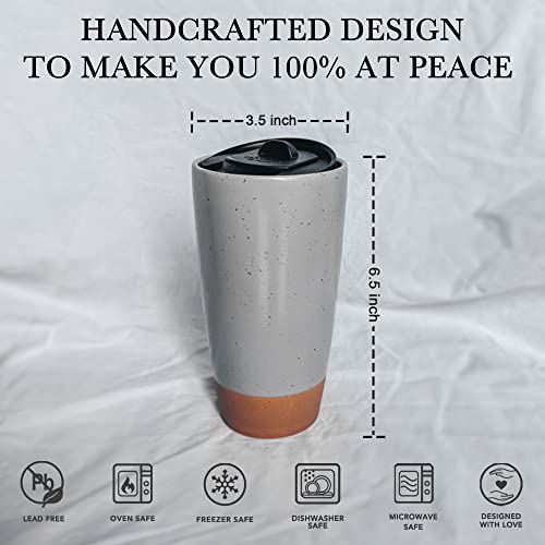 Double Wall Ceramic Coffee Travel Mug with Lid