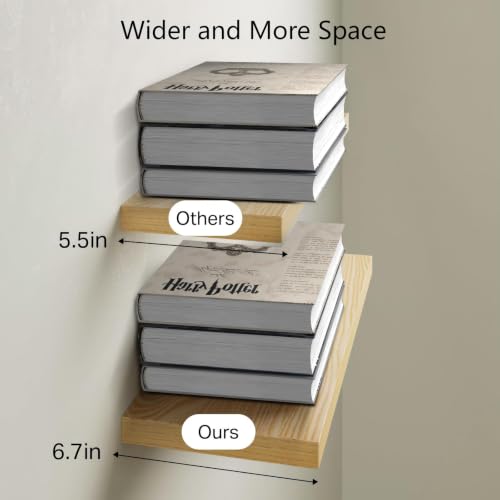 Light Oak Toned Floating Shelves 15.7in