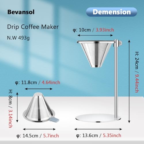 Adjustable Stainless Steel Coffee Dripper Stand for Pour Over Brewing