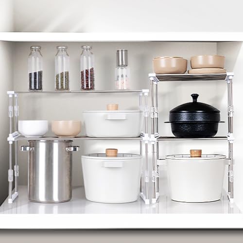 Set of 1 Expandable Cabinet Organizer 11.8~19.6 x 7.8 x 6~9 White