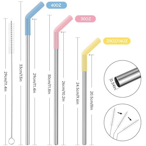 6 Pack Metal Straws with Silicone Tip Fit for Stanley 14 (6 Count)