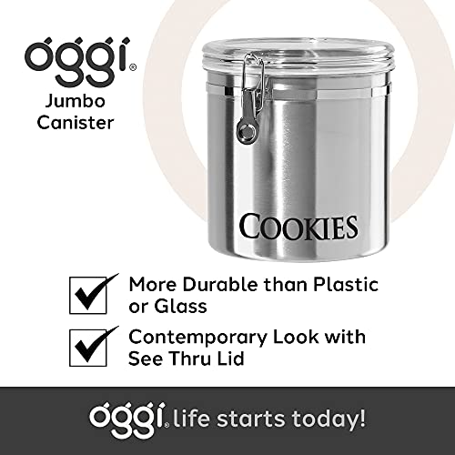 Jumbo 8" Stainless Steel Cookies Clamp Canister