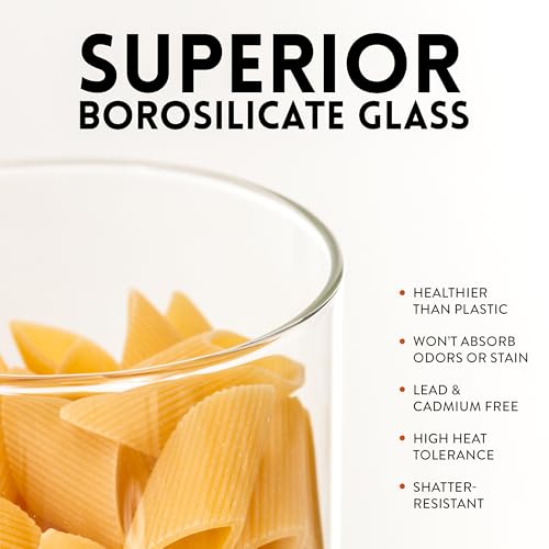 Glass Spaghetti Kitchen Storage Containers with Airtight Silicone Lids (3 Count)