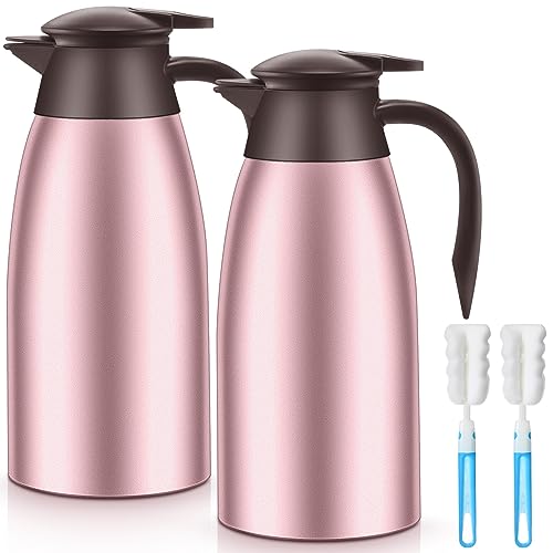 2 Pcs Thermal Coffee Carafe Insulated Stainless Steel Coffee Carafe for Hot Liquid Vacuum Thermal Pot Creamer Pitcher Dispenser with Brushes Keeping Hot Water Milk (2 Count)