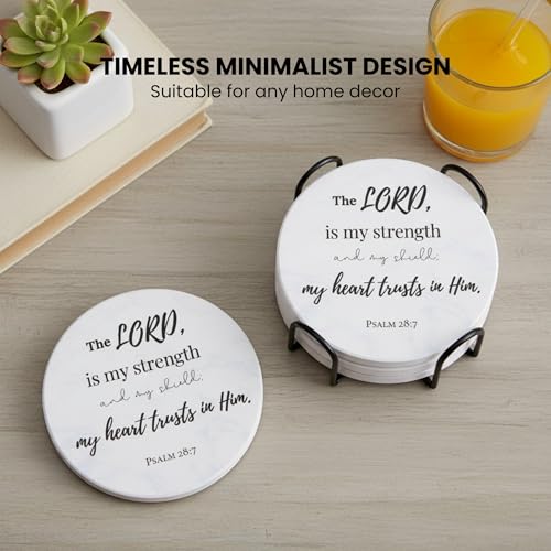 Christian Coasters Set of 6 with Holder (6 Count)