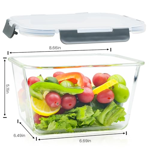 2 Pack Large Glass Storage Containers with Lids 85oz