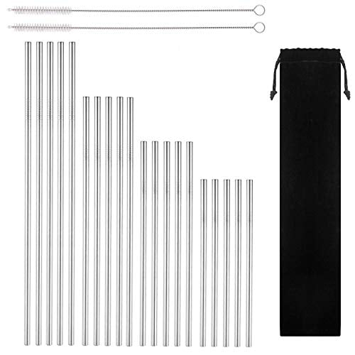 Reusable Stainless Steel Drinking Straws (23 Count)