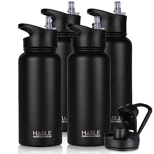 32 oz Insulated Water Bottle Stainless Steel Double Walled Vacuum Sports Water Bottle with 2 Lids