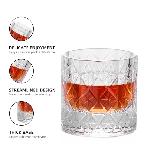 Crystal Whiskey Glasses Set of 2 Old Fashioned Glasses Hand Blown (2 Count)
