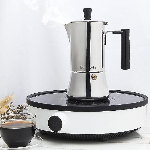 Pedro Stovetop Espresso Maker 6Cup 300ml Stainless Steel Italian Coffee Machine Maker Moka Pot Induction Espresso Pot (300 milliliters Count)