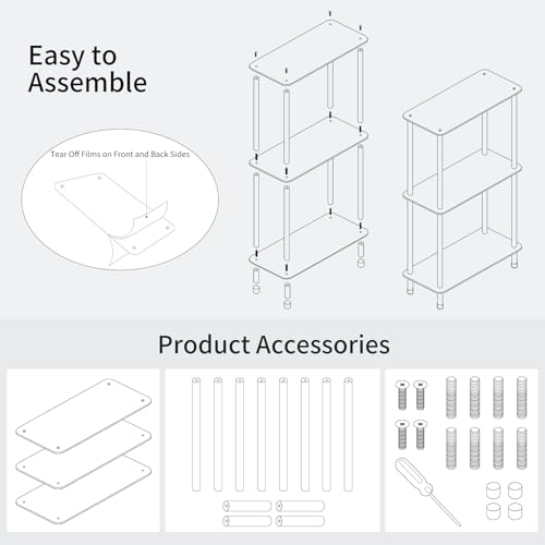 Clear Acrylic Narrow Side Table for Small Spaces (3 Count)