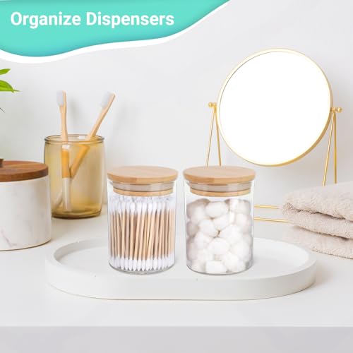 2 Pack Glass Qtip Holder Dispenser for Cotton Ball (2 Count)