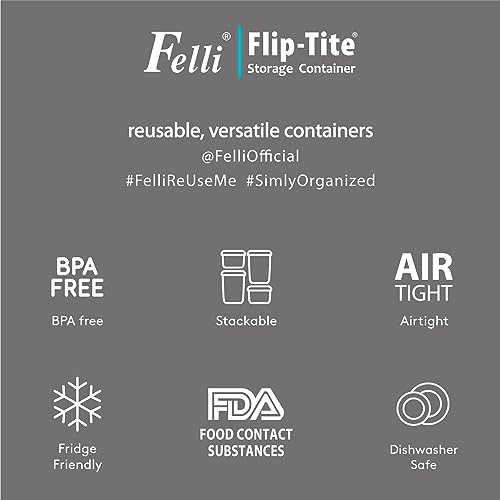 Flip Tite Acrylic Food Storage Container with Lid 6” XL Air Tight Ring Seal Flip Lock (3 Count)