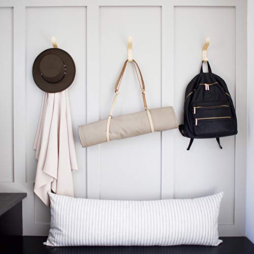 Plywood Wall Hooks Set of 4 Wood Coat Rack Hanging Clothes Hats Robes Towels (4 Count)