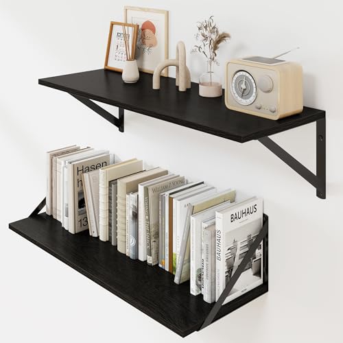 Black Deep Floating Shelves for Wall (2 Count)
