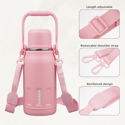 Stainless Steel Insulated Bottle with Handle & Strap