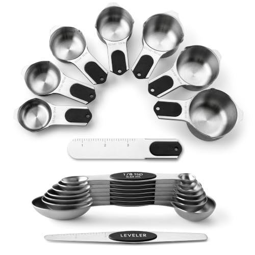 Magnetic Measuring Cups & Spoons Set of 15 with Levelers