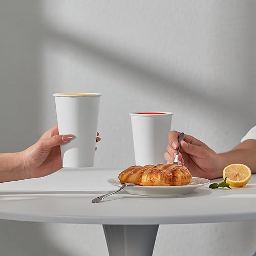 210Pack 16oz Disposable Paper Coffee Cups White Hot Coffee Cups (210 Count)