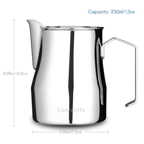 Espresso Steaming Pitcher Stainless Steel 12 oz Coffee Frothing Picther Milk Jug Cappuccino Latte Art Cup
