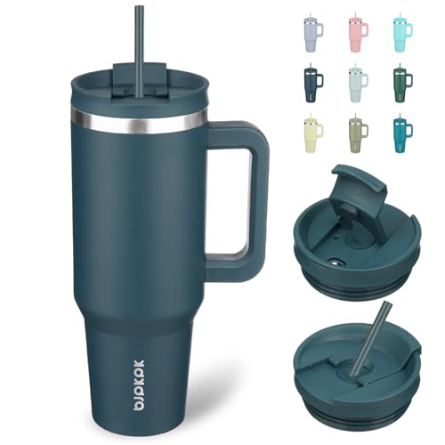 40 oz Insulated Tumbler with Handle & Straw