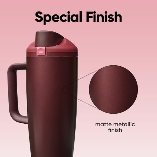 FreeSip Tumbler Stainless Steel Water Bottle 30 oz Black Cherry