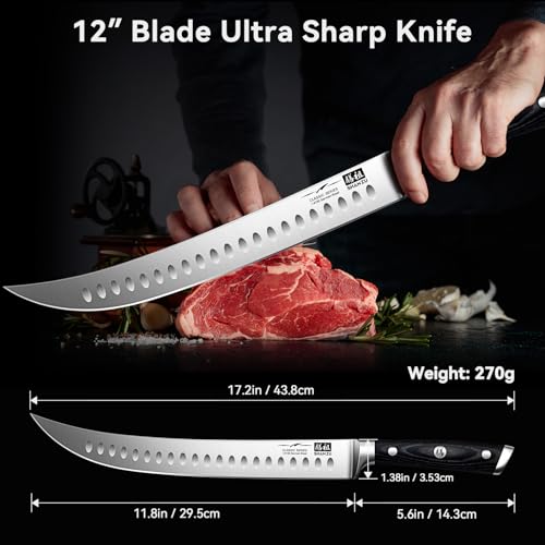 12" Slicing & Brisket Carving Knife with Wood Handle