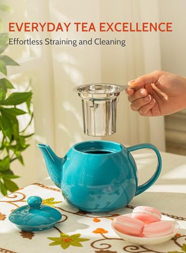 Teapot Porcelain Tea Pot with Stainless Steel Infuser
