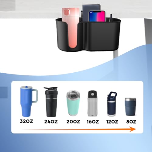 Metal Clamp Desk Cup Holder with ABS Organizer & Phone Stand Charging Port