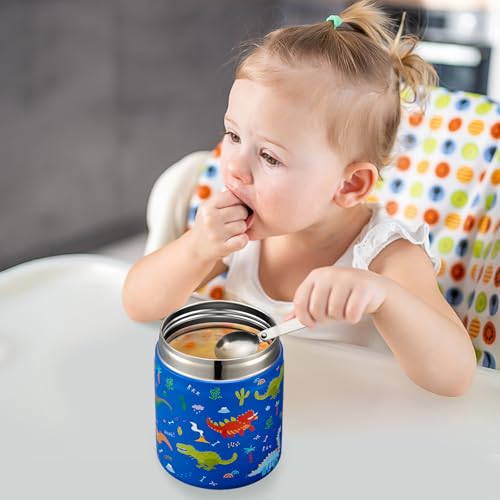 17oz Soup Thermo for Hot Food Kids Insulated Vacuum Food Jar with Stainless Steel Spoon Wide Mouth Thermo Leakproof Lunch Food Container Kids Hot Lunch Box
