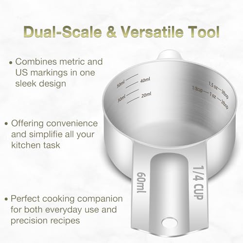 2PCS 1/4Cup (60ml, 2oz) Measuring Cup, Etched Inner Scale Measure Scoop (2 Count)