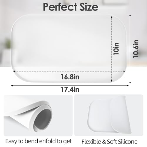 Silicone Coffee Maker Mat with Lip for Countertops 17.4''x10.6''Translucent