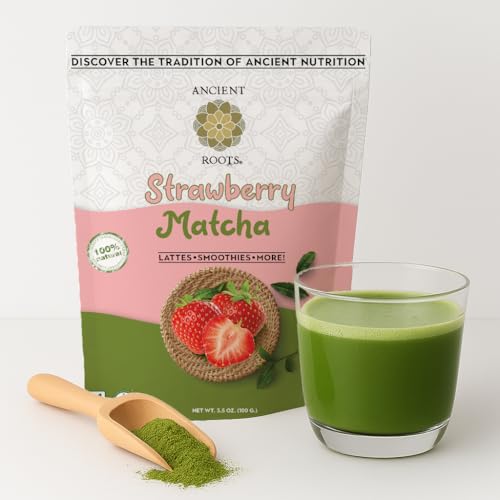 Strawberry Matcha Powder 3.5 oz Japanese Green Tea Blend with Real Freeze (3.5 Ounce)