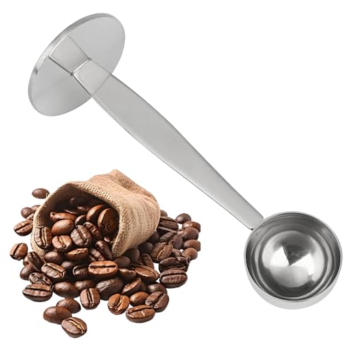 2-Inch-1 Coffee Scoops, 304 Stainless Steel Tablespoon Measure Spoon with Pressed Bottom for Coffee Bean Press Coffee Grinding Pressing（Silver15 ml）