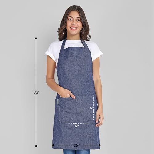 Chef Aprons Recycled Cotton Kitchen Apron with an Adjustable Neck with Long Ties (2 Count)