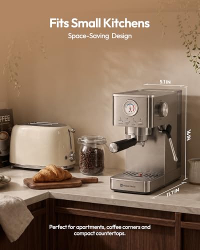 Slim Espresso Machine with Milk Frother