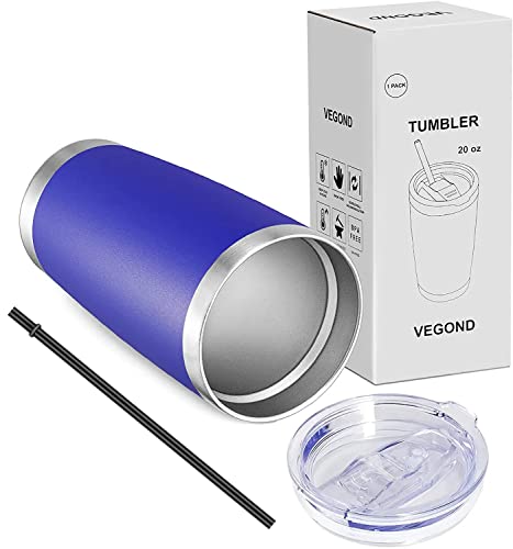 20oz Tumbler with Lid and Straw Stainless Steel Tumbler Cup Bulk Vacuum Insulated Double Wall Travel Coffee Mug Powder Coated Coffee Cup (6 Count)