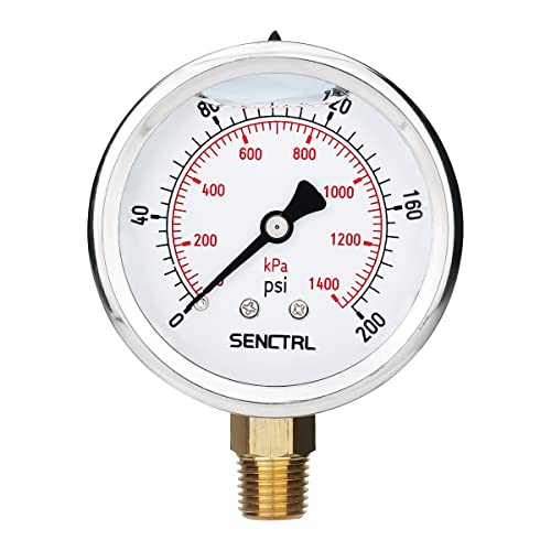 0 200 Psi Liquid Filled Pressure Gauge