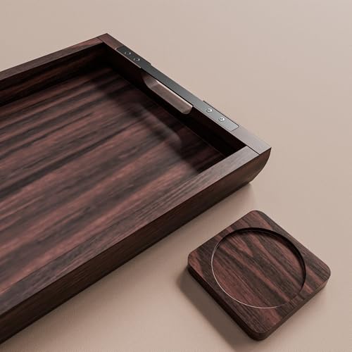 Large 17x13 inch Acacia Wood Serving Tray with Handles